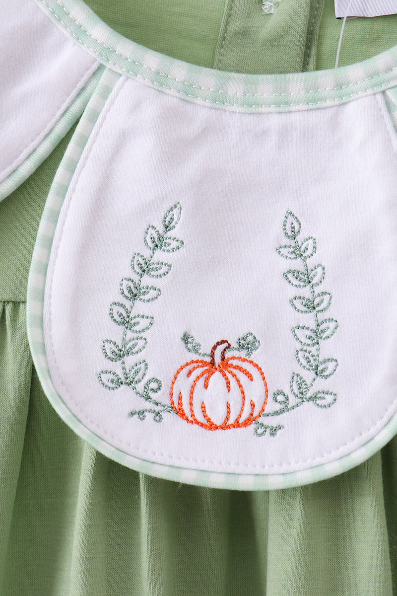 Sage Pumpkin Embroidered Dress