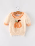 Fall Pumpkin Orange Girls Pullover Sweater