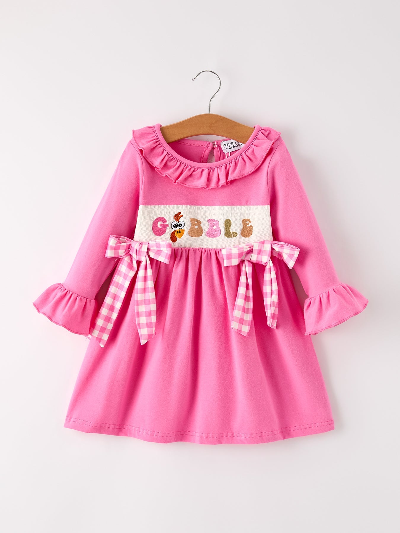 Fall Thanksgiving& Halloween "GOBBLE" Smock Embroidery Baby Girl Dress