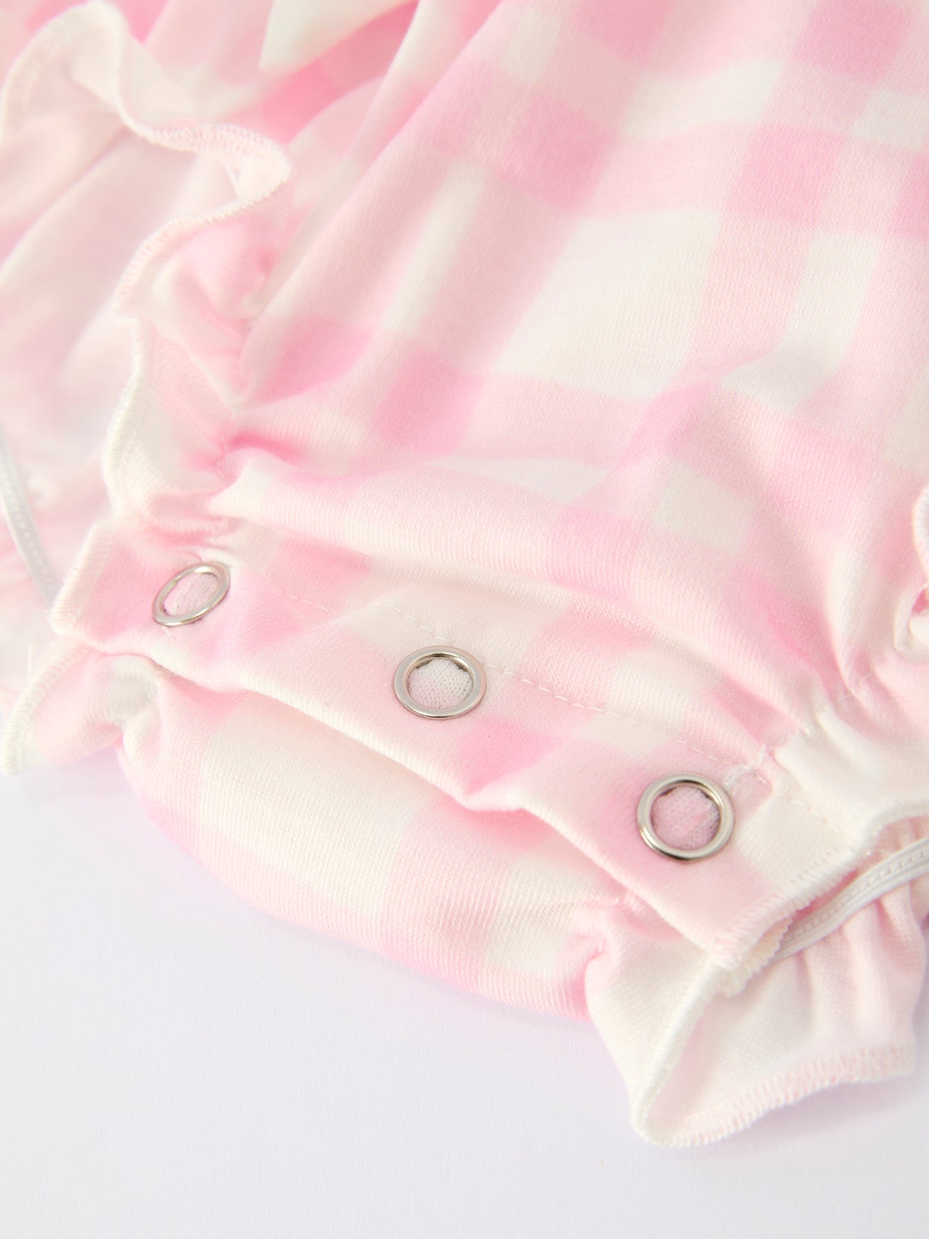 Fall Pink Plaid Ruffle Ballet Shoe Embroidery Long Sleeve Romper