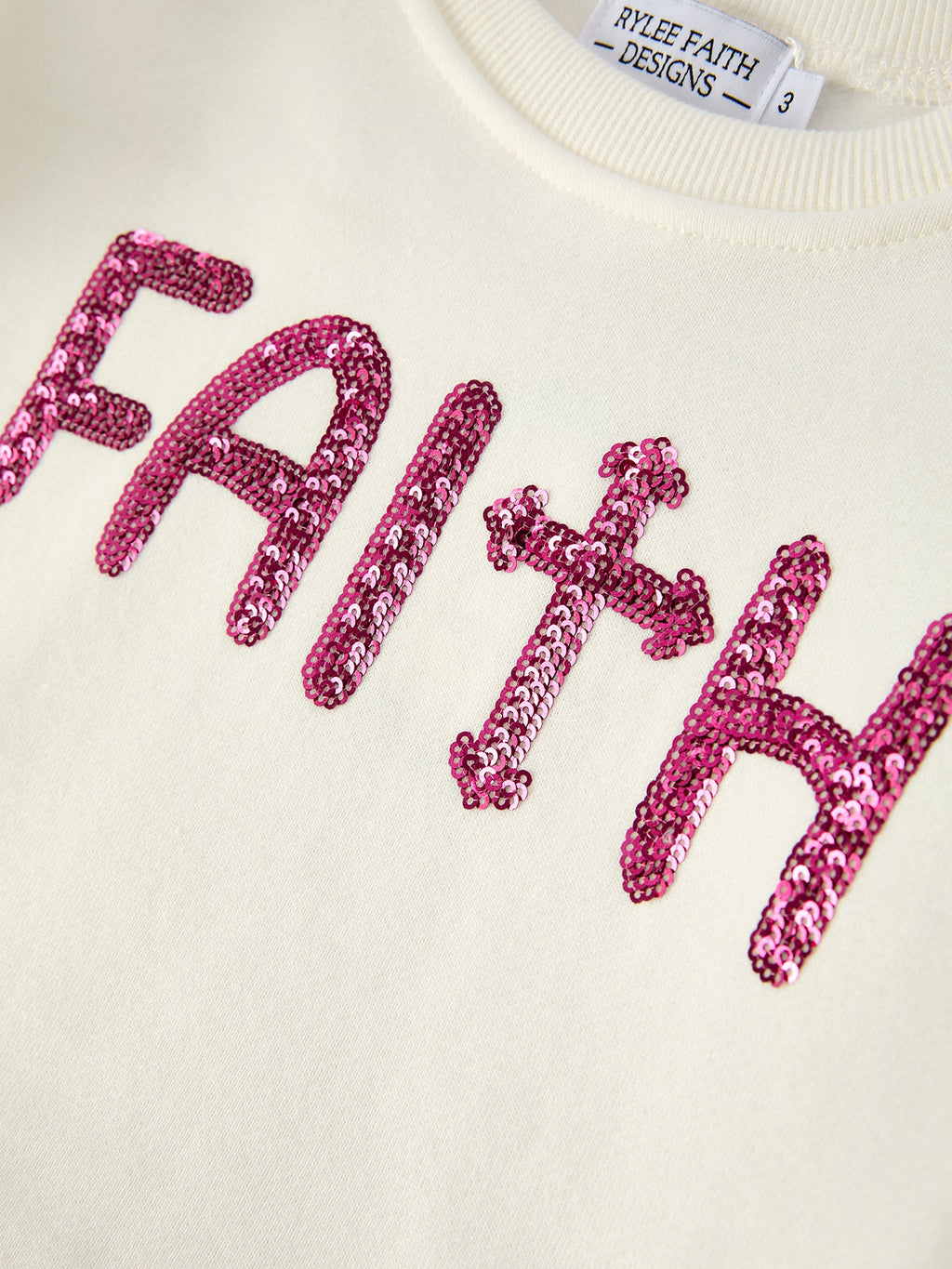 Girls Christian Outfit – Long Sleeve Faith Top & Pink Cross Mesh Skirt