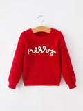 Red Christmas Girls “merry” Pullover Sweater
