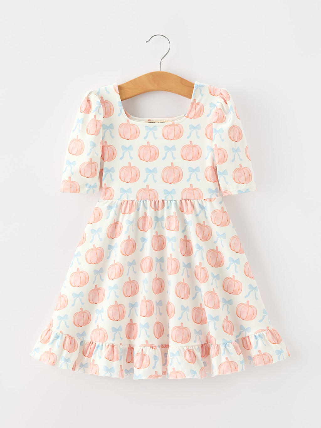 Halloween Thanksgiving Pumpkin Bow Girls Twirl Ruffle Dress