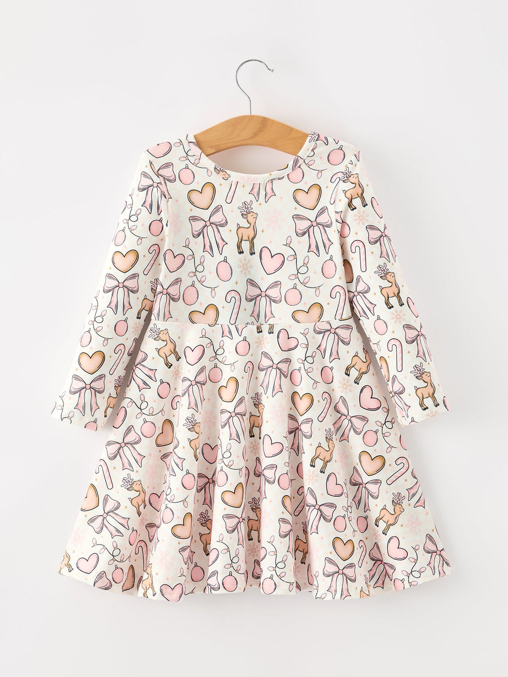 Pink Bow  Candy Cane Girls Twirl Dress