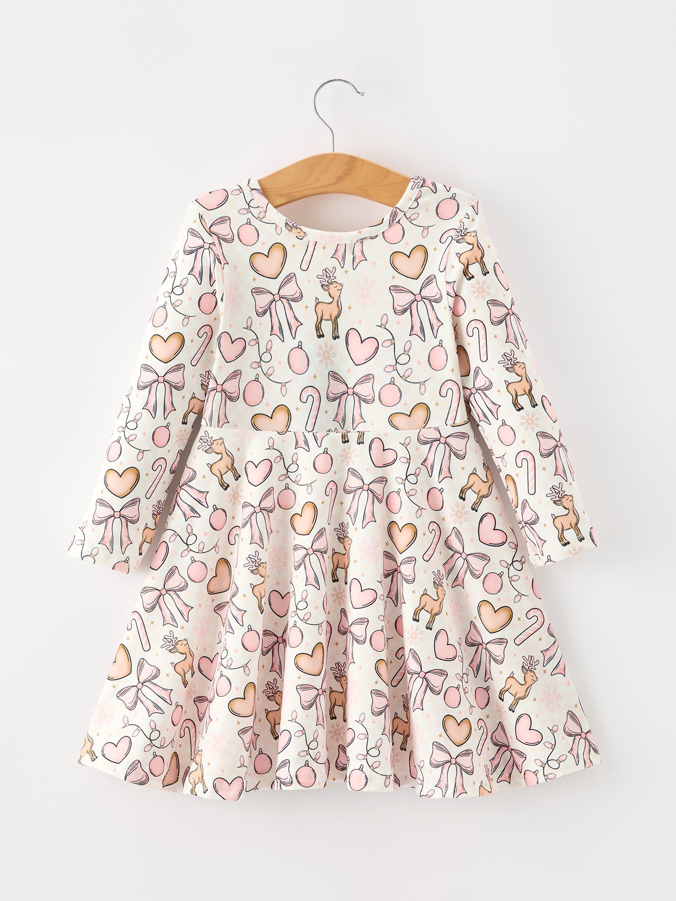 Pink Bow  Candy Cane Girls Twirl Dress