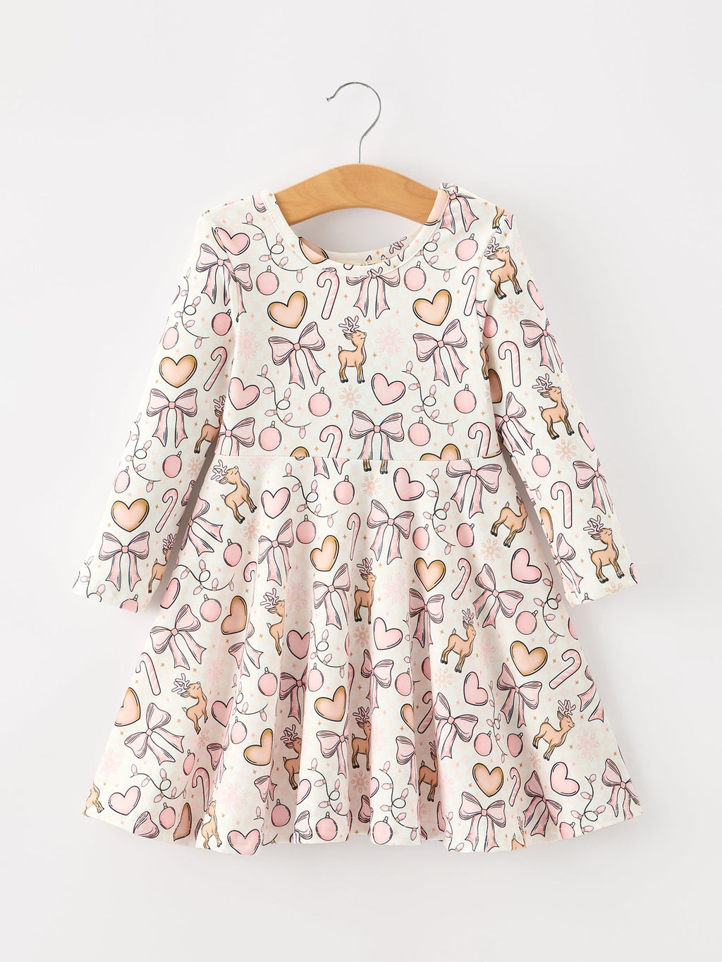 Pink Bow  Candy Cane Girls Twirl Dress
