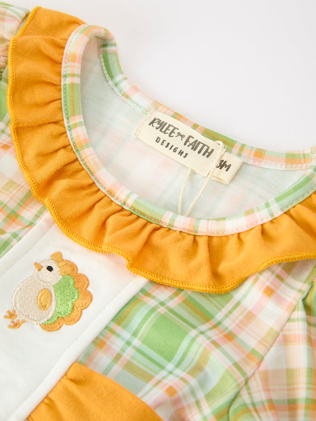 Thanksgiving Turkey Plaid Baby Girl Bubble Romper