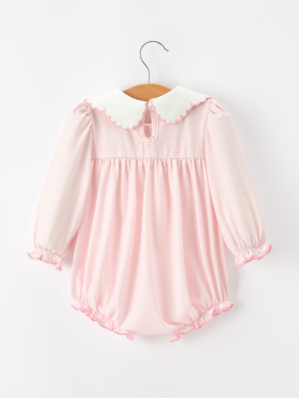 Pink Goose Embroidered Baby Girl Romper Ruffle Collar