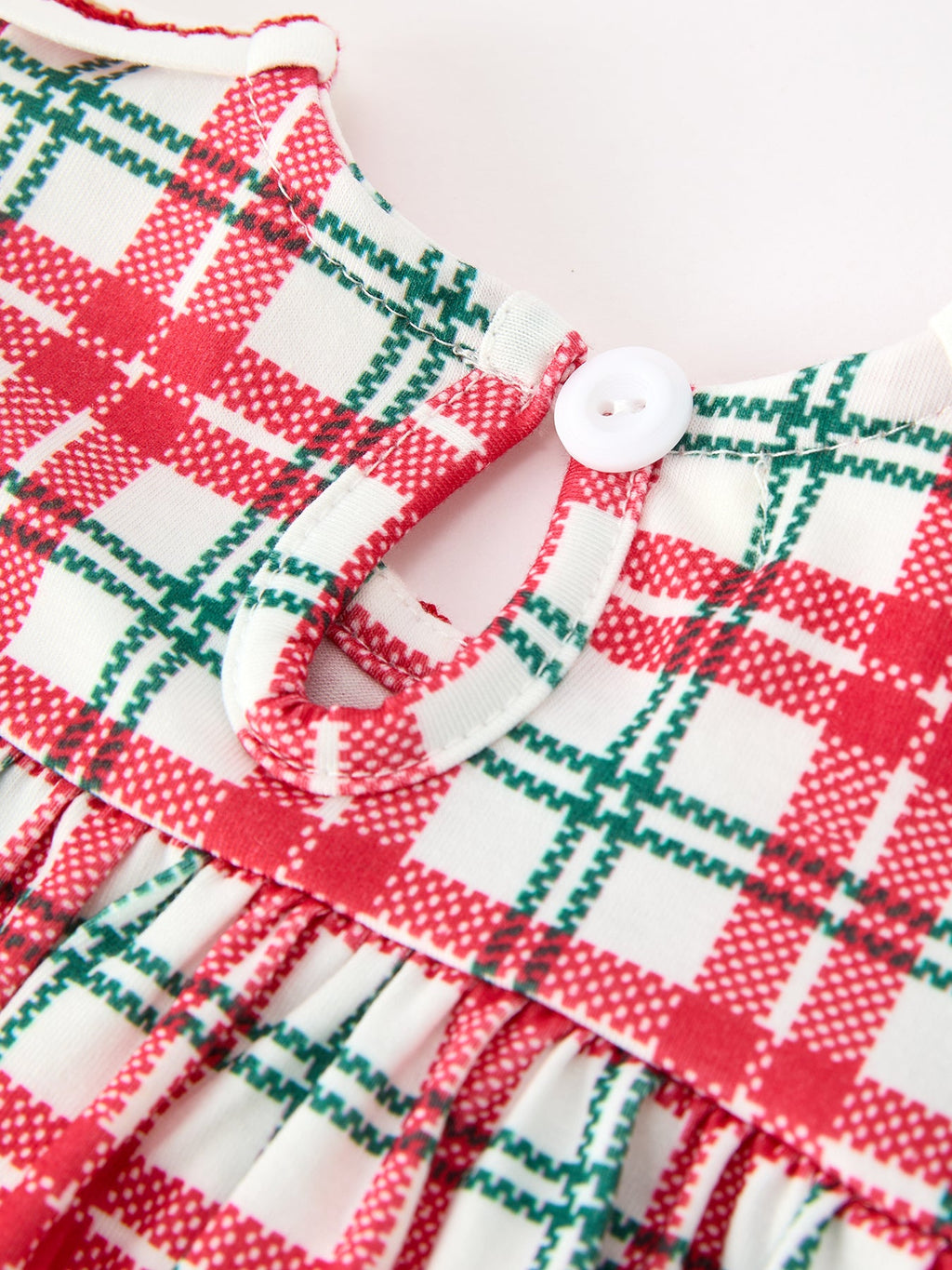 Red Christmas Plaid Wreath Baby Girl Bubble Romper