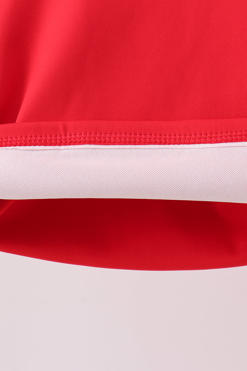Red Performance Scalloped Skorts Set