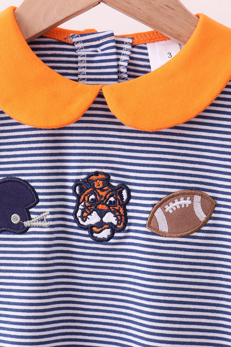 Premium Auburn stripe football embroidery skorts set
