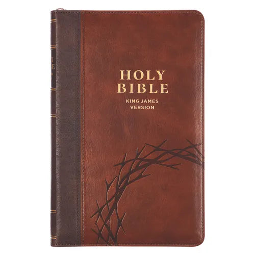 KJV Bible Deluxe Gift W/Zipper Faux Leather Amazing Grace, Brown Two-Tone Isa. 53:5 - Leather
