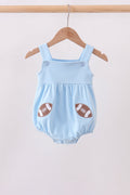Blue football applique everyone has fun bubble