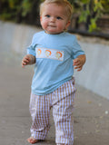 Fall Thanksgiving Plaid Chick Embroidery Smocking Boys Set
