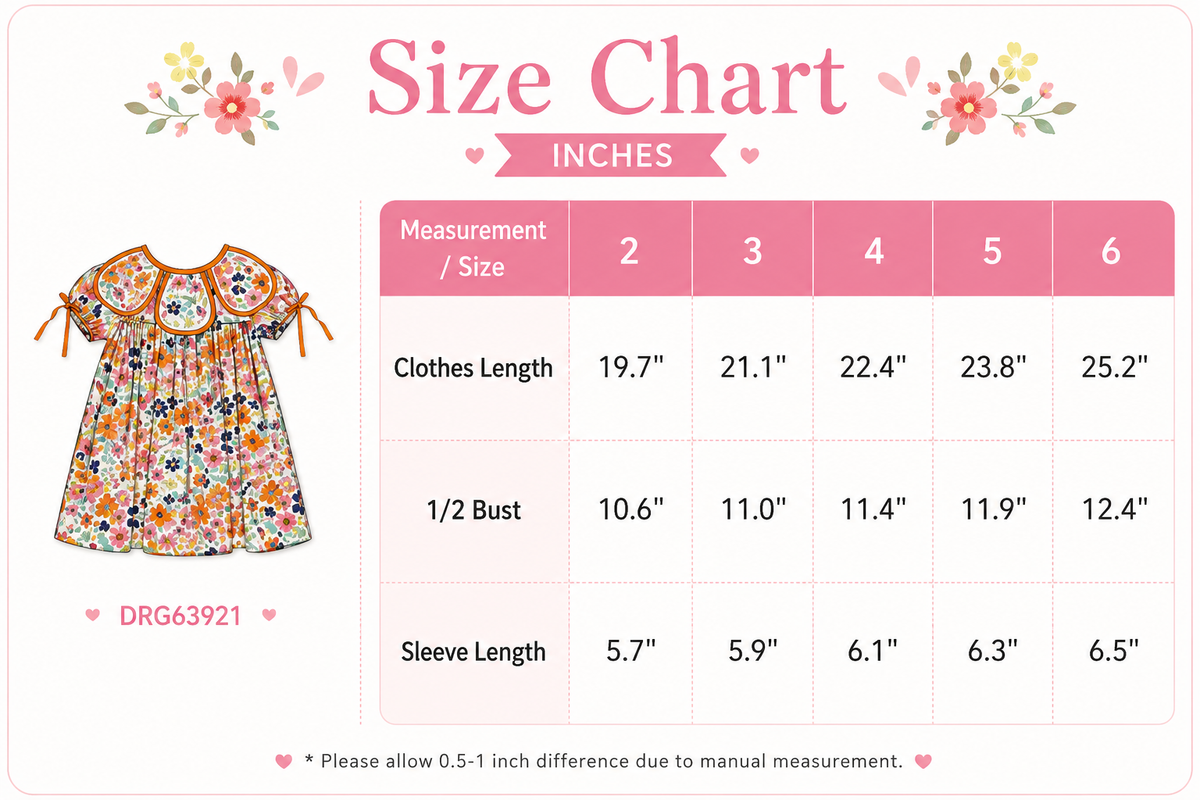 Orange Floral Bow Petals Collar Girls Dress