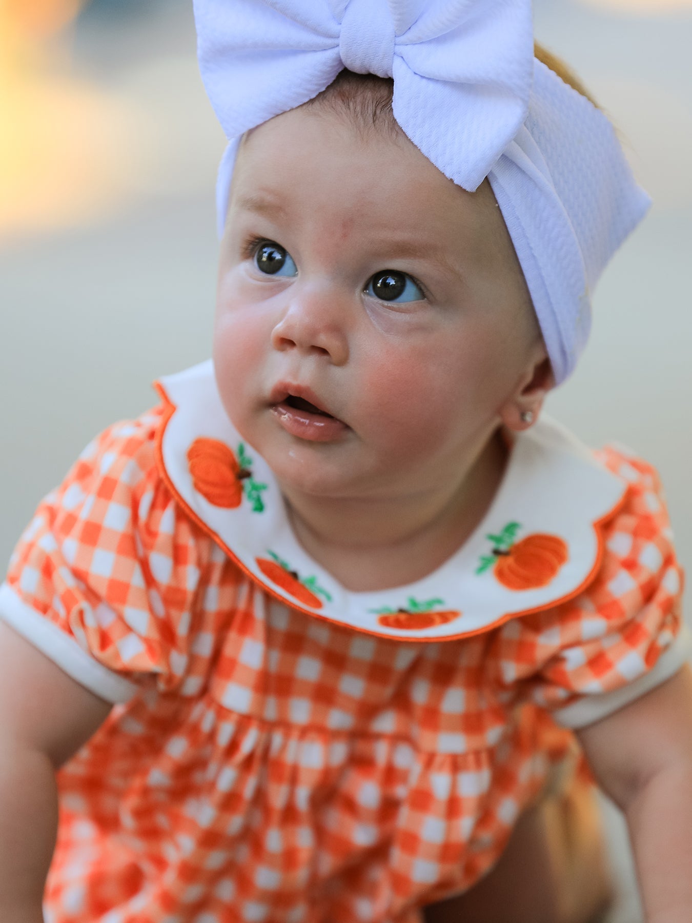 Thanksgiving Halloween Pumpkin Puff Sleeve Girls Bloomer Set