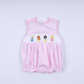 Pink princess hand smocked plaid bubble