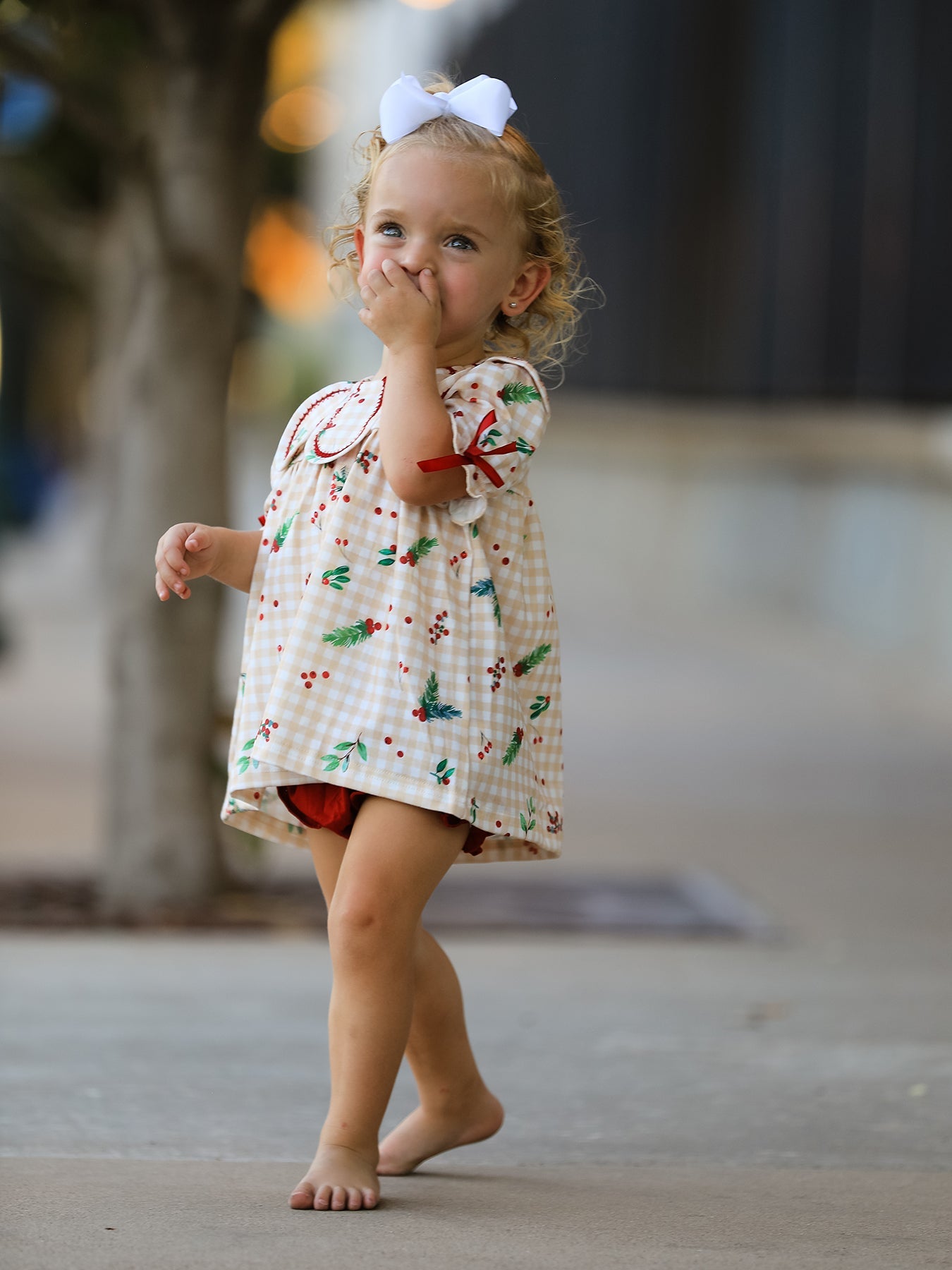 Fall Gingham Baby Bloomer Set Ruffle Collar Bow
