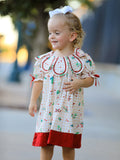 Fall Gingham Girls Dress Ruffle Collar Bow