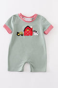 Green Farm French Knot Romper