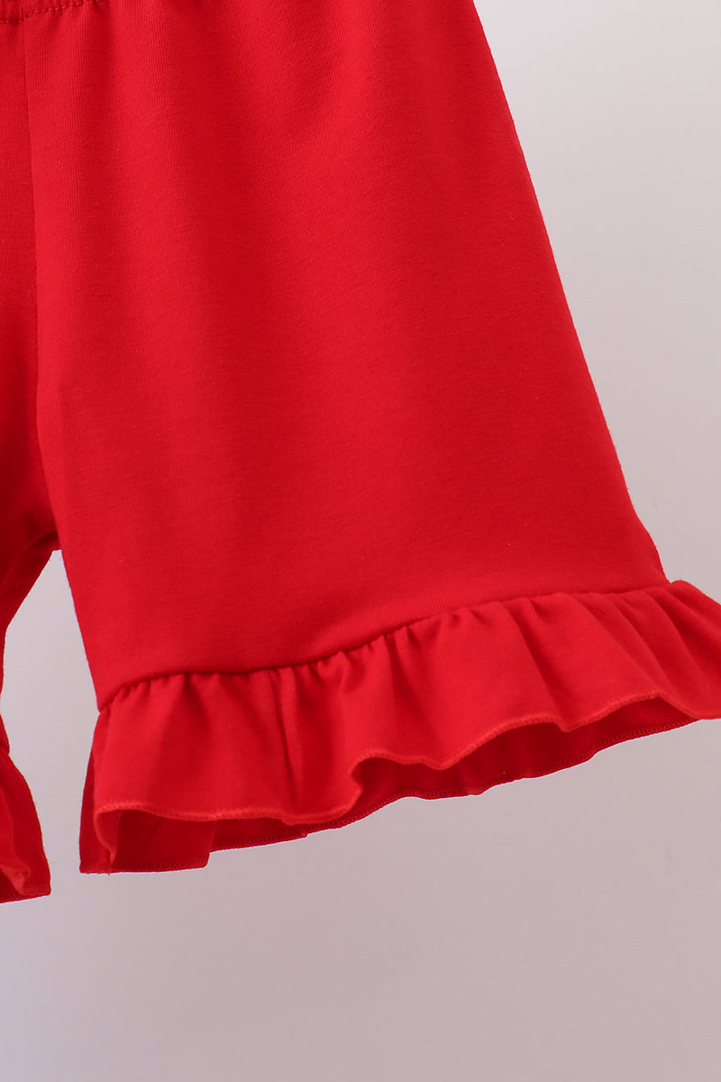 Blue Apple Appliqué Gingham Ruffle Set
