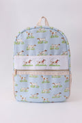 Blue hunting dog embroidery backpack