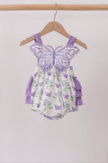 Purple Butterfly Applique Ruffle Bubble