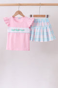 Pink Crocodile Smocked Skorts Set