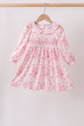 Pink Floral Smocked Dress