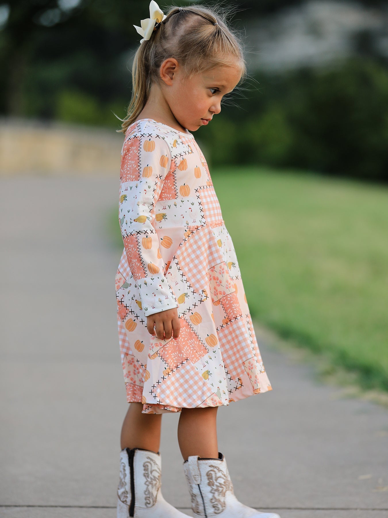 Preorder Thanksgiving Halloween Patchwork Girls Dress