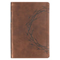 KJV Bible Giant Print Full Size Faux Leather Crown of Thorns/Amazing Grace, Brown - Leather
