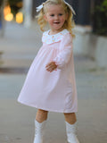 Pink Goose Embroidered Baby Girl Dress Peter Pan Collar Bow Dress