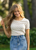 Larza Blue Floral Lettuce Hem Top - FINAL SALE