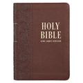 KJV Bible Compact Large Print (Faux Leather, Medium Brown) - Leather