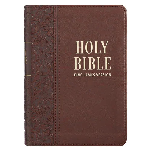 KJV Bible Compact Large Print (Faux Leather, Medium Brown) - Leather