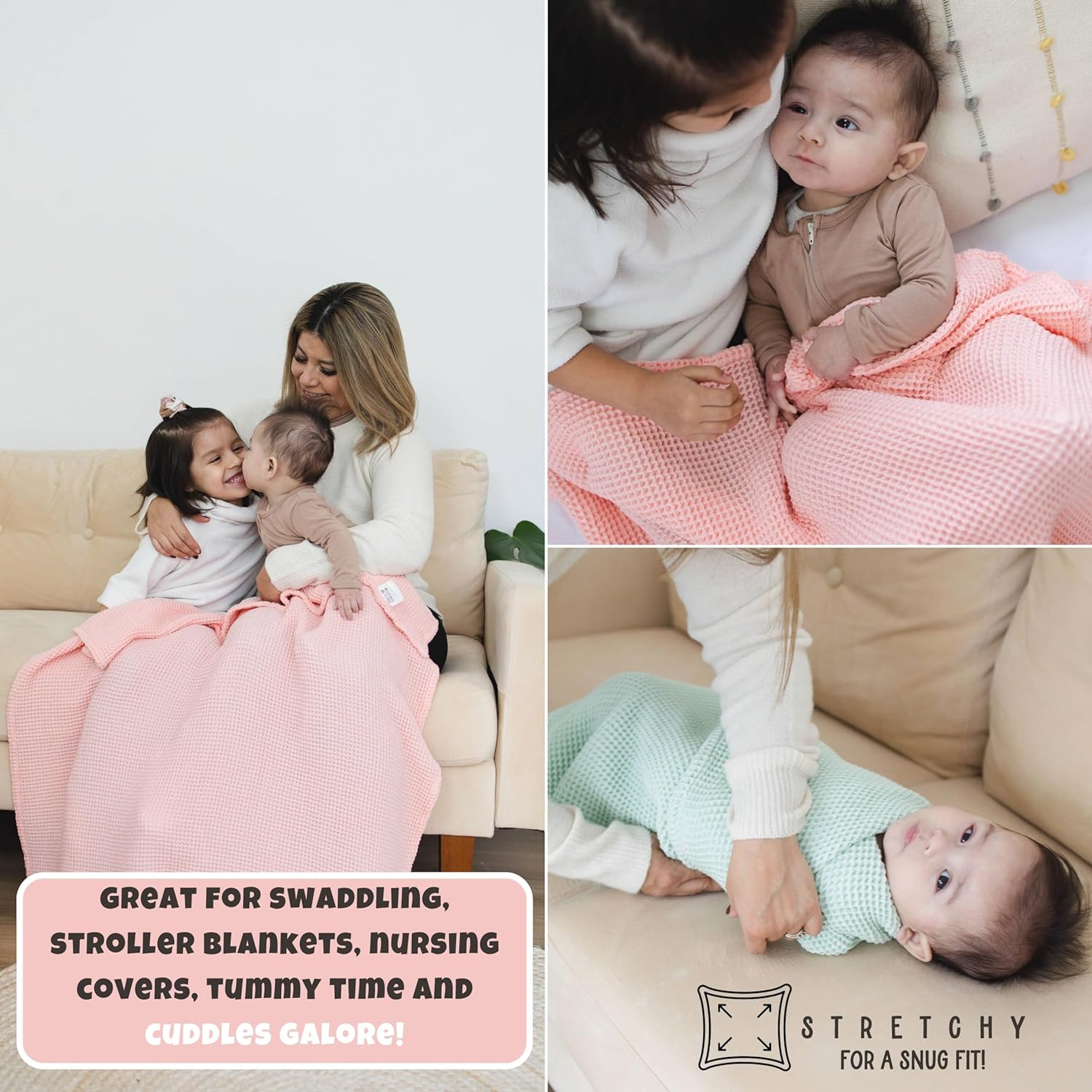 Rose Pink Waffle Baby Blanket