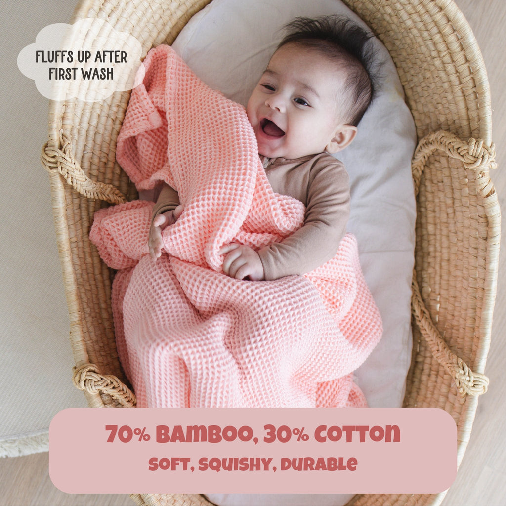 Rose Pink Waffle Baby Blanket