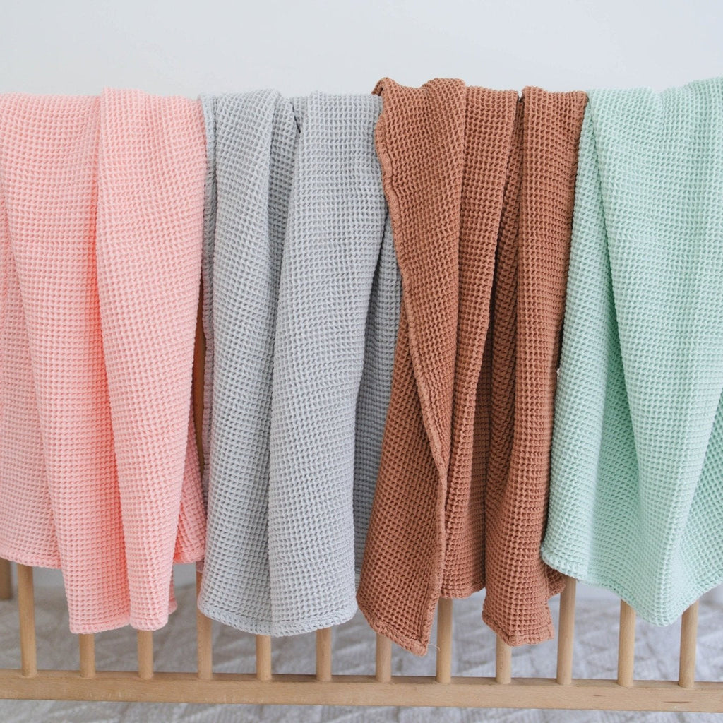 Rose Pink Waffle Baby Blanket