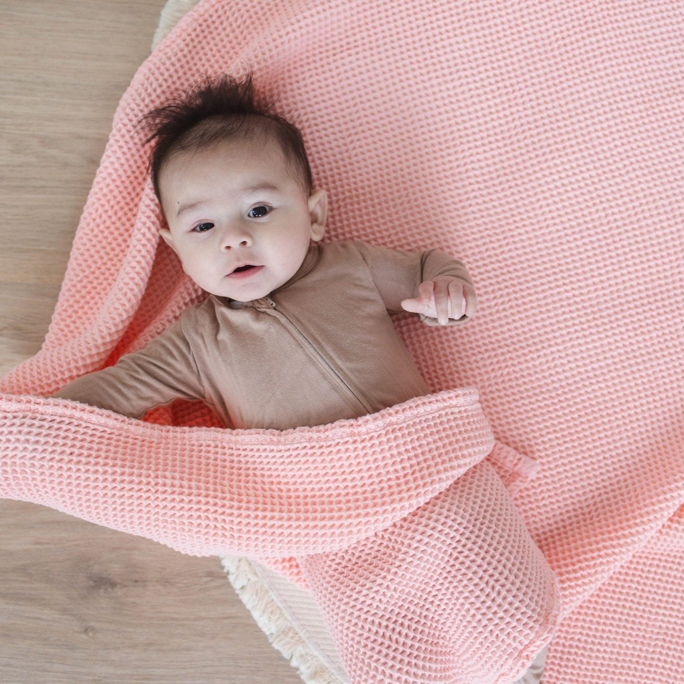 Rose Pink Waffle Baby Blanket