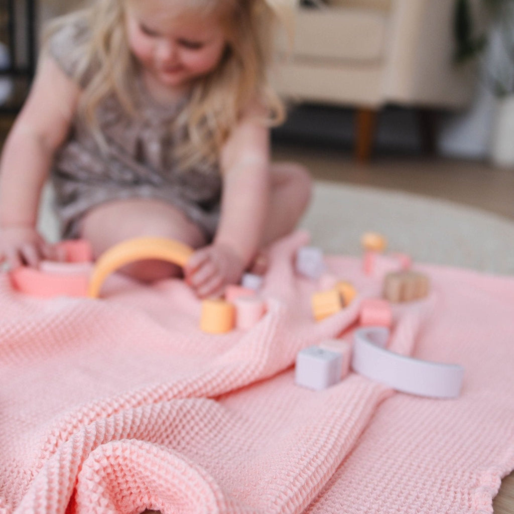 Rose Pink Waffle Baby Blanket
