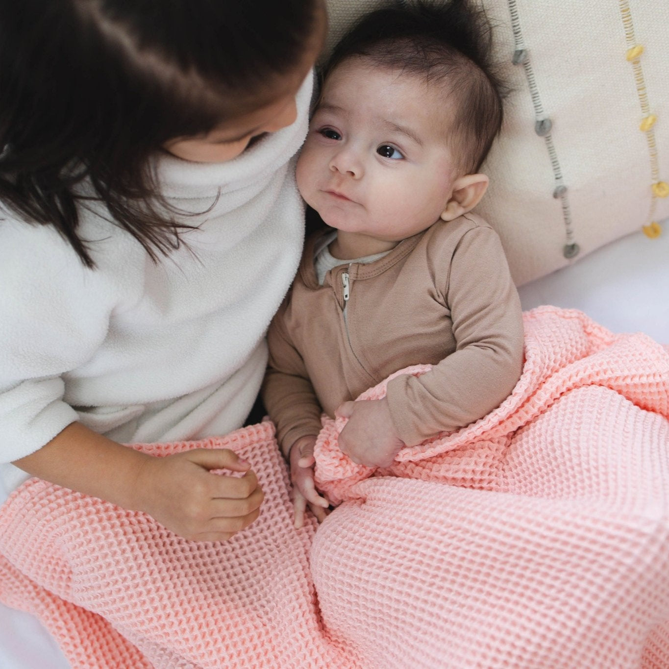 Rose Pink Waffle Baby Blanket