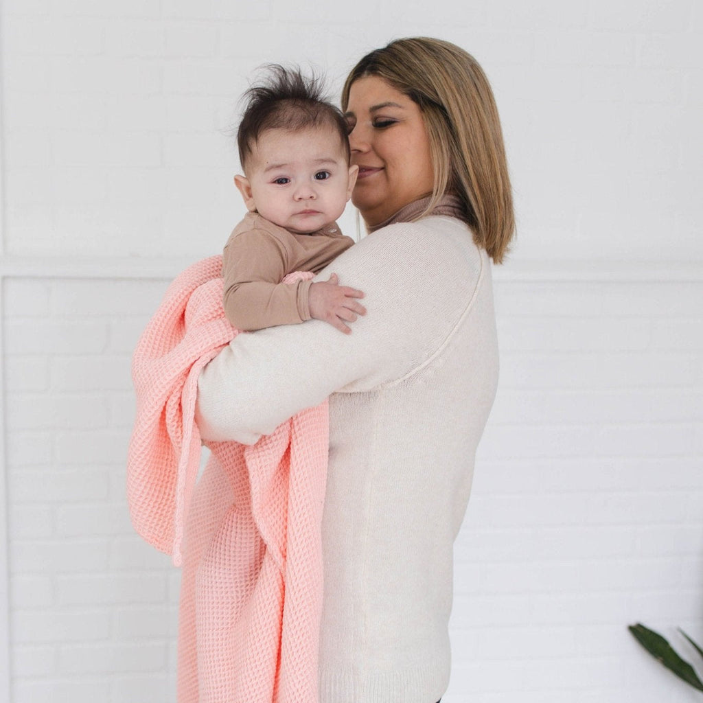 Rose Pink Waffle Baby Blanket