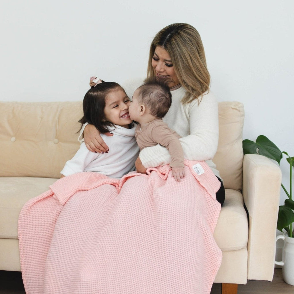 Rose Pink Waffle Baby Blanket