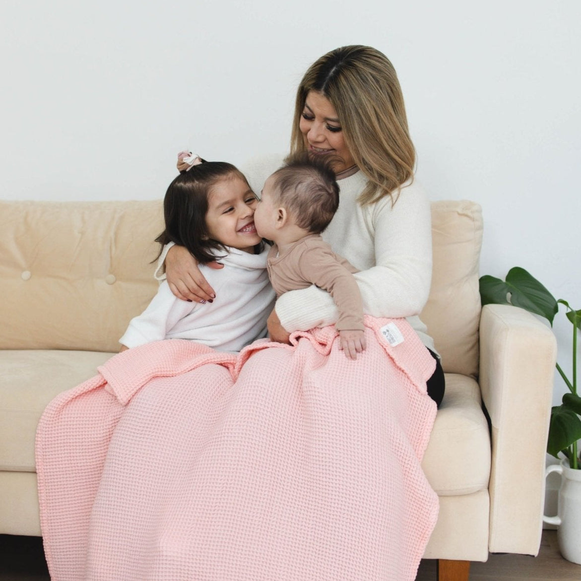 Rose Pink Waffle Baby Blanket