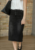Tiffany Black Denim Midi Skirt - FINAL SALE